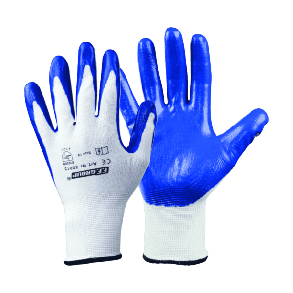 Γάντια Νιτριλίου Πολυεστερικά 9'' L Μαύρα - Γκρί FF Group (30012)