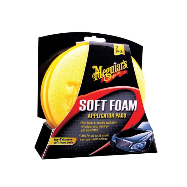 Meguiars Soft Foam Applicator Pads Σφουγγαράκια Εφαρμογής Κίτρινα 2 Τμχ (X3070)