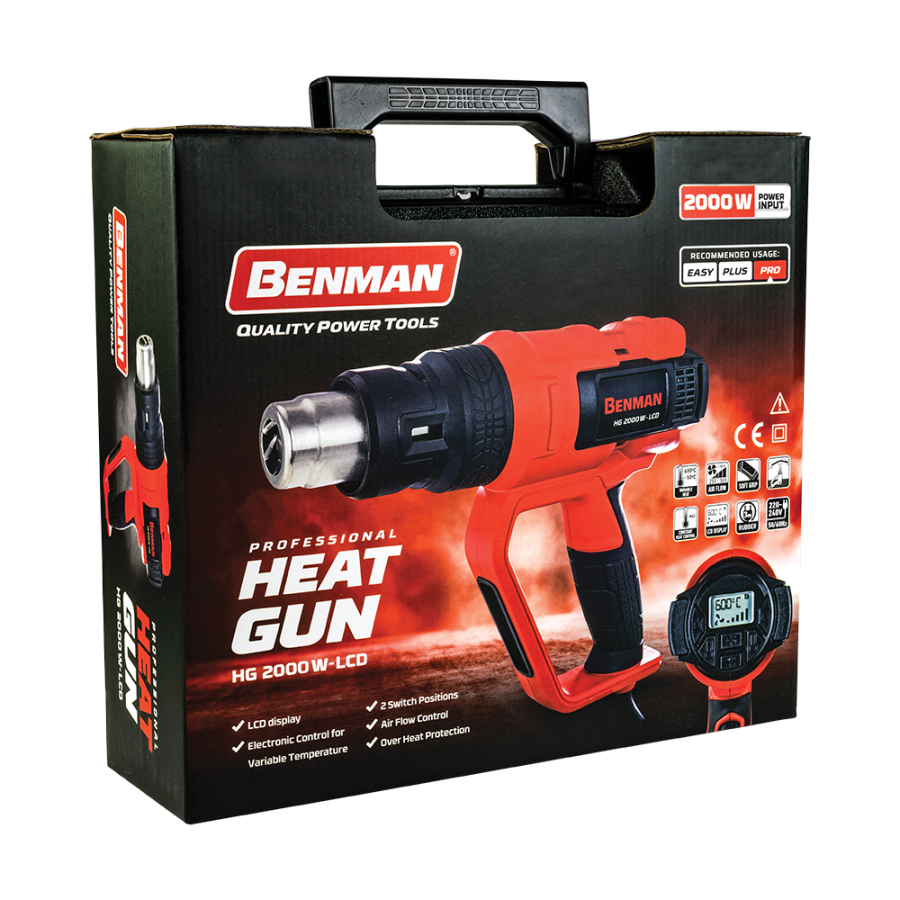 Πιστόλι Θερμού Αέρα Επαγγελματικό HG 2000W LCD Benman (76000)