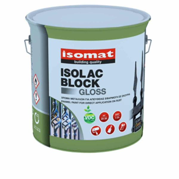 Χρώμα Isolac Block Gloss Μαύρο 0,75λτ Isomat 025102075