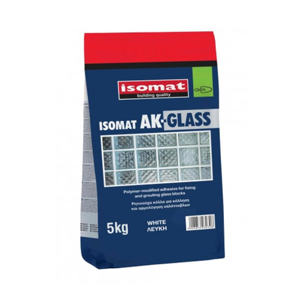 Κόλλα Υαλότουβλων Λευκή AK-Glass 5kg Isomat