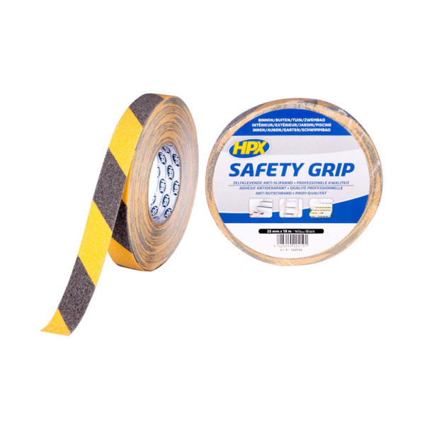 Safety Grip Αντιολισθητική Ταινία Ασφαλείας Κίτρινη/Μαύρη 25mm x 18m HPX (251801122)