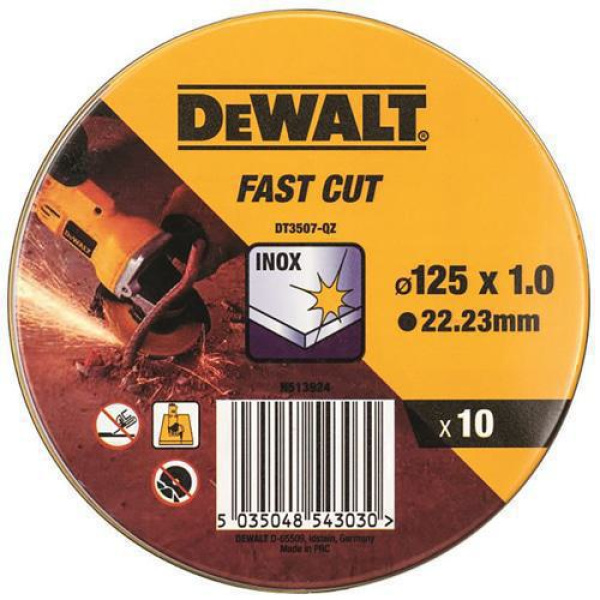 Δίσκοι Κοπής Inox Σε Μεταλλικό Κουτί 10Τεμ DW 125*1*22.2mm (DT3507) DEWALT
