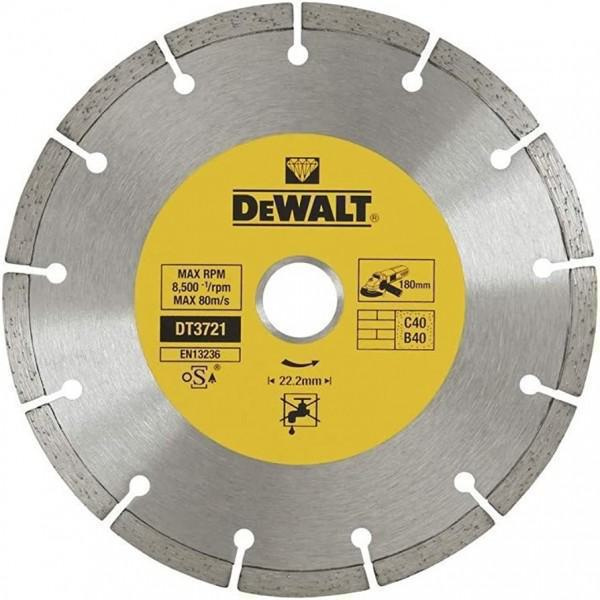 Διαμαντόδισκος Κοπής Δομικών Υλικών DW 180Χ22.2Χ2.1mm (DT3721) DEWALT